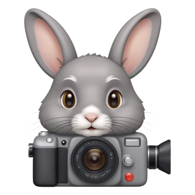 gray rabbit white camera sticker