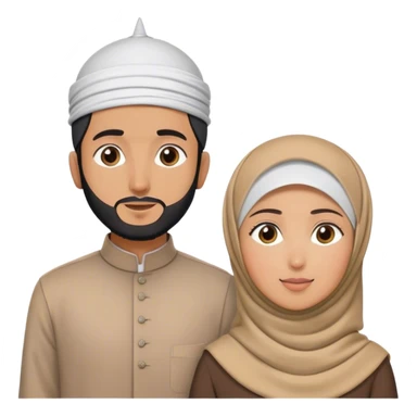 a muslim couple looking up (standing separate) (hijabi and muslim man with topi) sticker