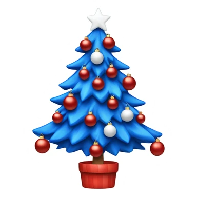 Blue Christmas tree with red and white ornaments  sticker