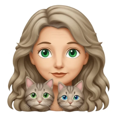 gray tabby cat cozy with beautiful 50 yr old woman long dark blonde wavy hair blue green eyes  sticker