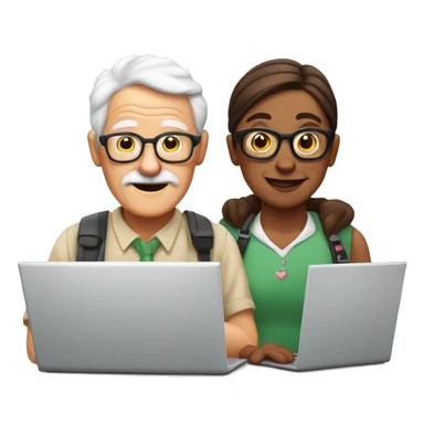white and nerd Grandparents in Day St Valentines with laptops sticker