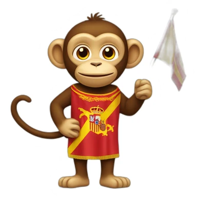 A monkey holding Spain flag sticker