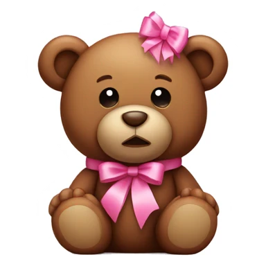 brown teddy bear with pink ribbon sticker