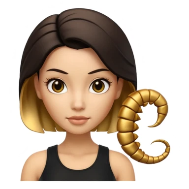 Scorpio zodiac signA 3D cartoon woman with a scorpion-shaped hairstyle, confident expression, smooth skin tone, Memoji-style. sticker