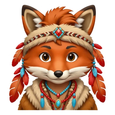 fox in a Native American costume sticker