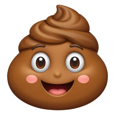 classic poop emoji, brown swirl, cheerful face sticker