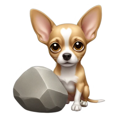 chihuahua holding a huge stone sticker