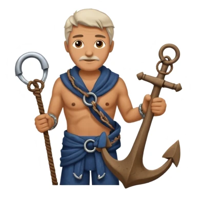 Ancient  man with animal skin clothes with Anchor sticker