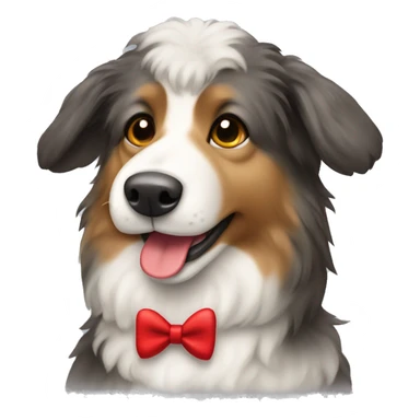 Shetlands sheepdog with red bow around his neck sticker