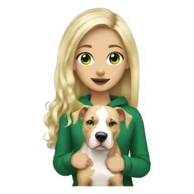 Blonde and green eyes girl holdin pitbull sticker