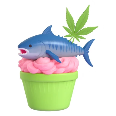 bluefin tuna in a gelato with cannabis leaf sticker