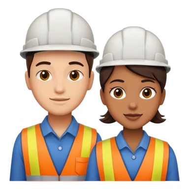create a realistic emoji of two working packaging workers. one of them starting the work and the other one finished sticker