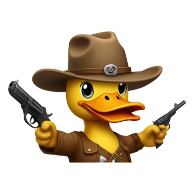Duck with cowboy hat pointing a gun  sticker