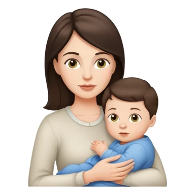 White Brunette mom with baby boy sticker