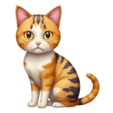 full body colourful calico tabby cat with disproportioned head with an anxious face sticker