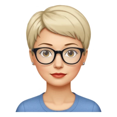 femme 40 ans lunettes cheveux très courts sticker