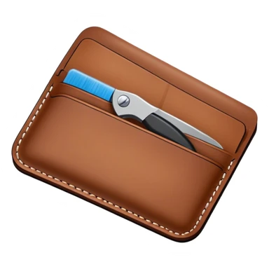Leatherworking icon, piece of raw leather being transformed into a leather wallet or belt, stitching tools, engraving tool, minimalistic style, clean lines, transparent background. sticker
