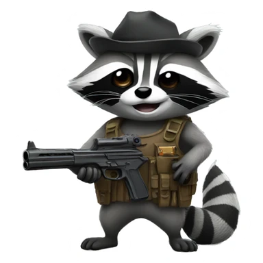 Raccoon with a gun sticker