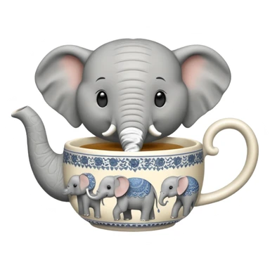 elephant with tea cup sticker