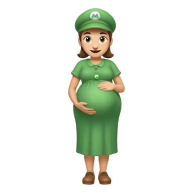 Luigi from Mario, pregnant, smiling, standing, Discord emoji style sticker
