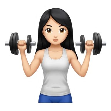 Asian girl with long black hair lifting weights sticker