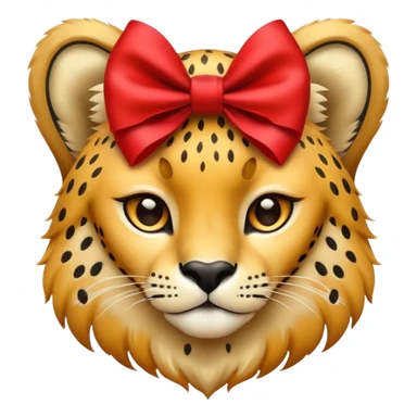 cheetah with a red bow  sticker