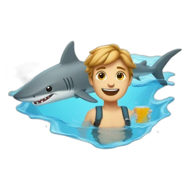De l'eau avec un requin sticker