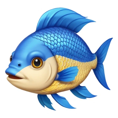 fish with blue hair looking into camera sticker