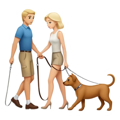 Woman walking a man on a leash with the man on all fours like a dog sticker