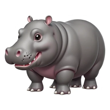 cinematic-hippo-realistic-full-body-side-view-standing-on-all-fours-emoji,-massive-round-frame,-wide-mouthed-grin-exposing-huge-teeth,-head-tilted-dramatically,-thick-grey-hide-glossy, big eues sticker