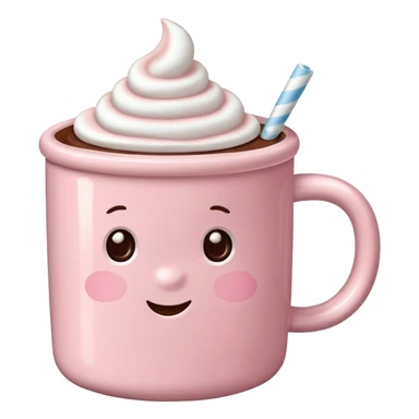 Light Pink mug of hot chocolate with marshmallows sticker