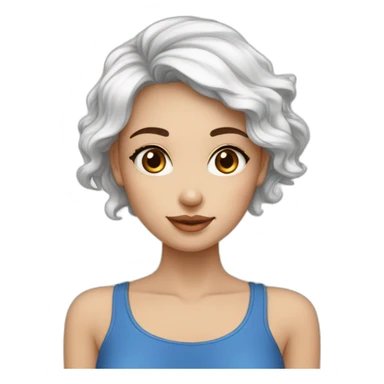 Femme de petite taille au teint blanc avec des yeux bleus avec des cheuveux marrons long boucles en bas sticker