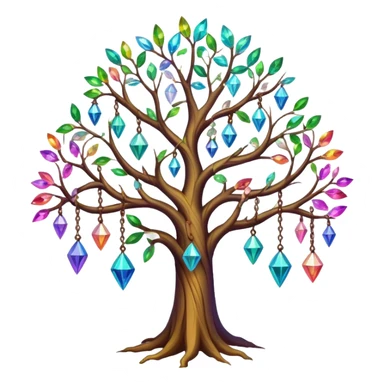 Spiritual tree with crystals hanging in it sticker