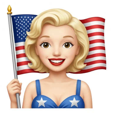 Marilyn Monroe, with american flag sticker