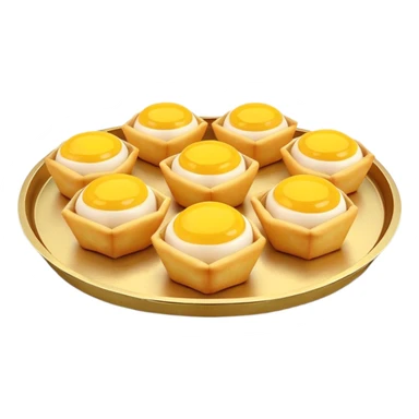 3D rendered authentic Hong Kong egg puffs (港式鸡蛋仔) on a street food tray, traditional hexagonal bubble shape, golden color, hyper-realistic texture, glossy finish, street food presentation sticker