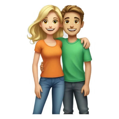 smiling girl and boy portrait sticker