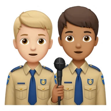 2 boys brigade parade EMCEES speaking into mics sticker