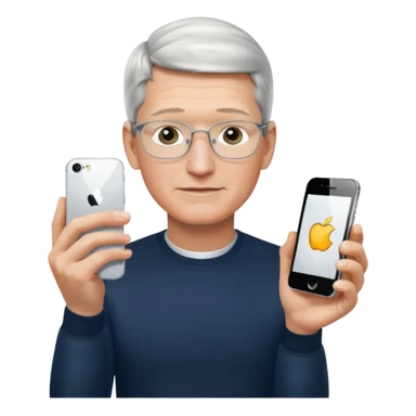 Tim Cook wiyh iphoine into his hands sticker