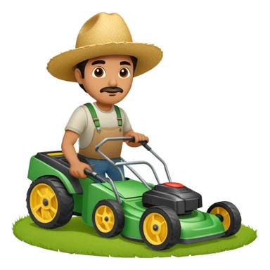 Mexican man with lawnmower sticker