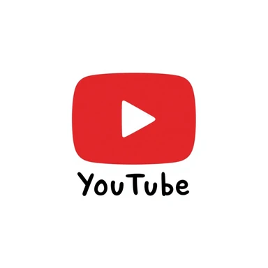 hand-drawn doodle style YouTube logo, playful lines, red and white, iconic play button sticker