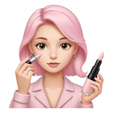 clean girl aesthetic emoji, applying skin care, serum, cream, hair in a claw clip, soft pink and nude palette sticker