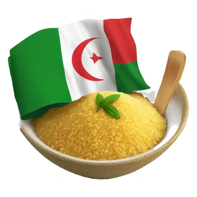 Couscous meal with Algerian flag sticker