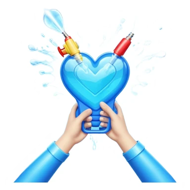 Water gun shooting through a heart made of handa sticker