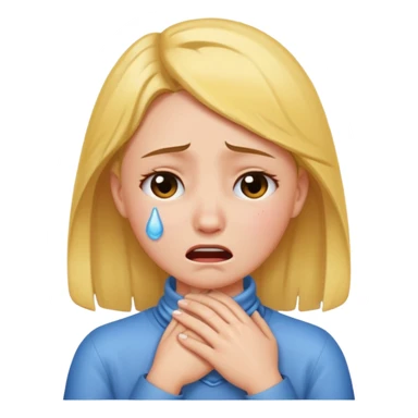 Girl holding her neck crying  sticker
