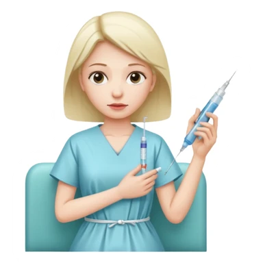 sick woman getting syringe shot arm sticker