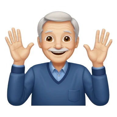 Old man smiling holding up jazz hands  sticker