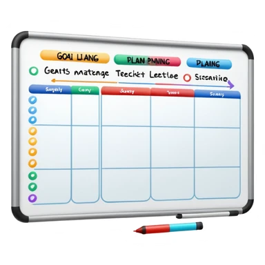 Goal planning on a white board sticker