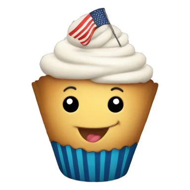 Happy cupcake with an American flag sticker