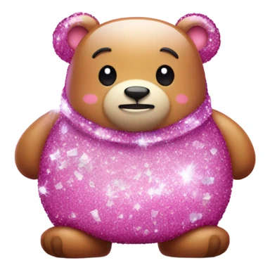 Pink sparkly fat bear standing with crystals and glitter  sticker