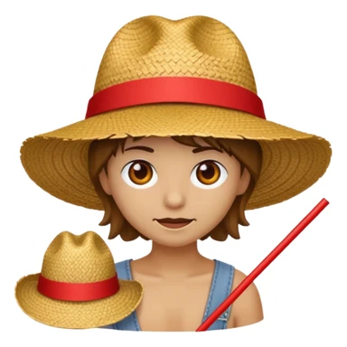Fait moi cette emoji 🏴‍☠️ et rajoute sur la tête un chapeau de paille avec un fil rouge  sticker